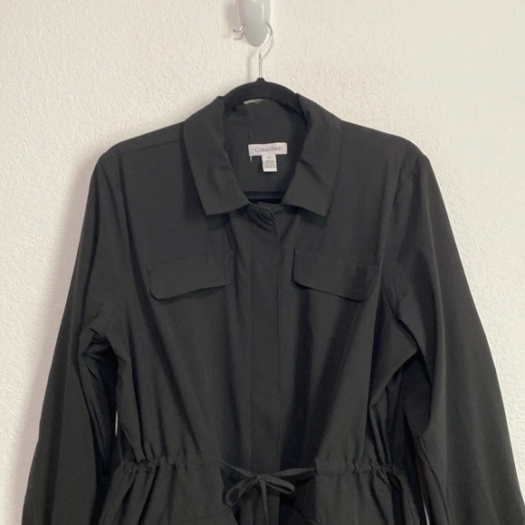 Calvin Klein Black Lightweight Jacket Tie Waist Like New Size L - Picture 2 of 10